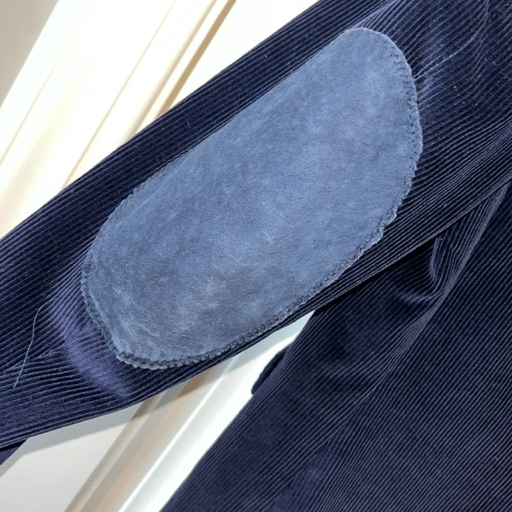 Sharp Sheplers navy blue corduroy western blazer sport coat elbow patches 42L